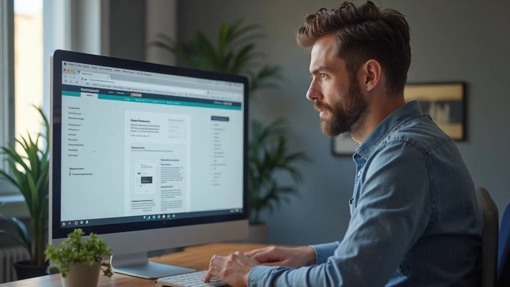 Interface de website limpa e minimalista com navegação intuitiva e layout bem organizado